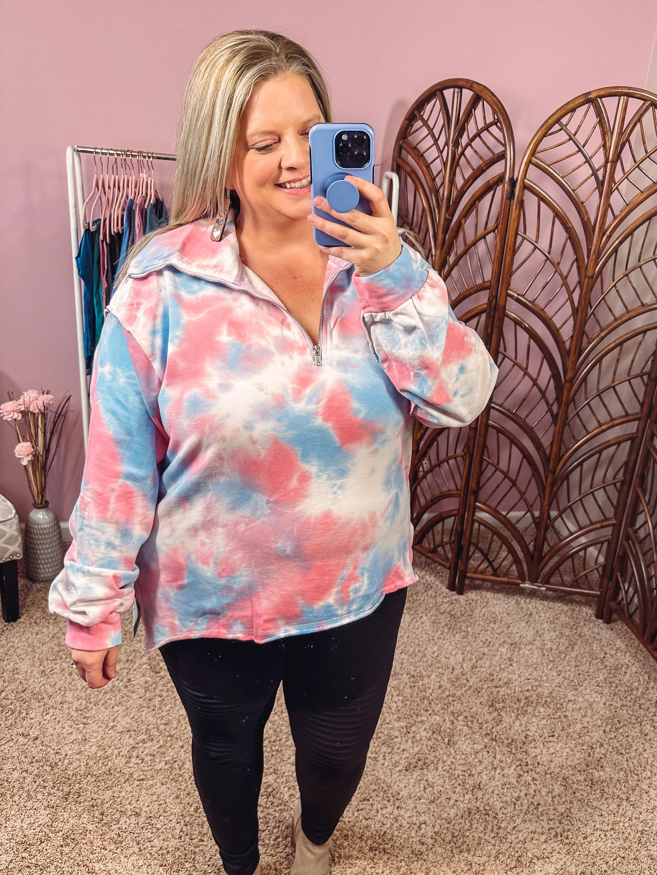 Peace and Love Zip Top - Pink/Blue