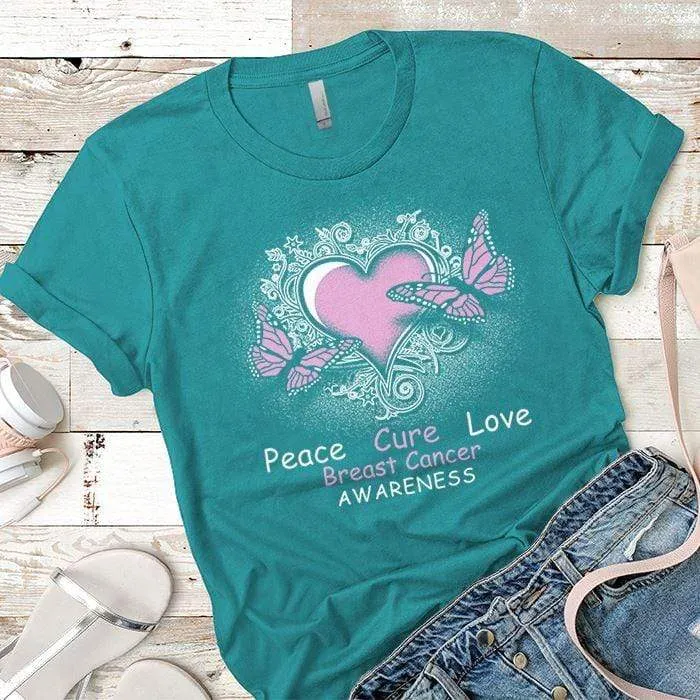 Peace Cure Love Breast Cancer Premium Tees