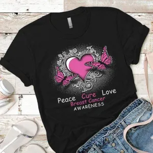 Peace Cure Love Breast Cancer Premium Tees
