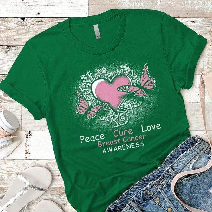Peace Cure Love Breast Cancer Premium Tees