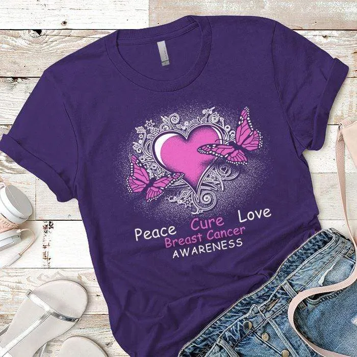 Peace Cure Love Breast Cancer Premium Tees