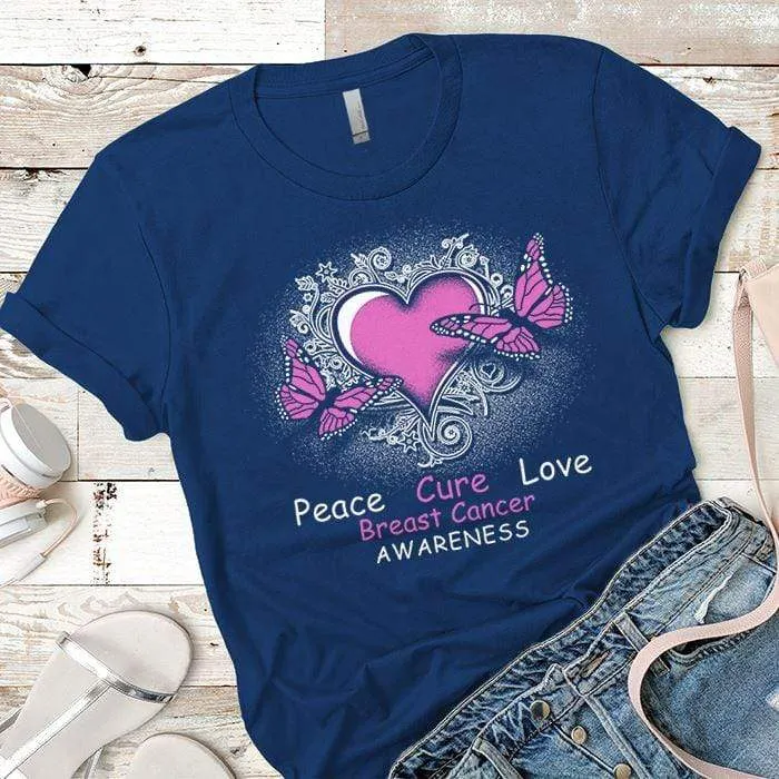 Peace Cure Love Breast Cancer Premium Tees