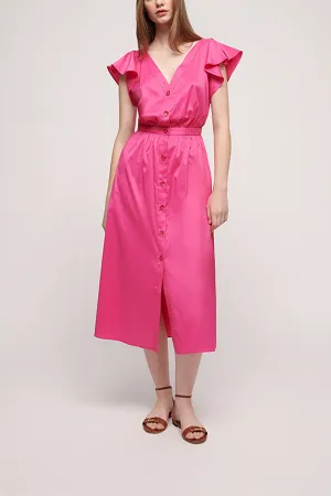 PEPE V-NECK RUFFLED SHIRT DRESS