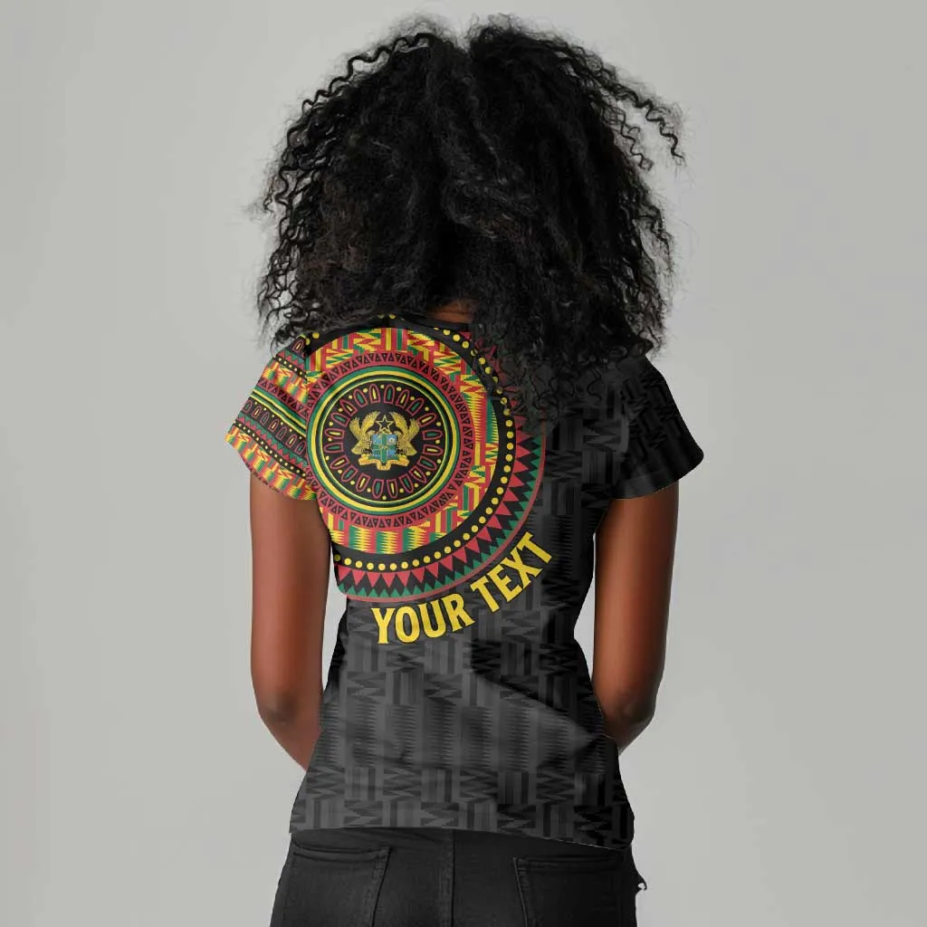 Personalised Ghana African Tribal Mix Kente Patterns Women V-Neck T-Shirt Chest Arm Tattoo LT15