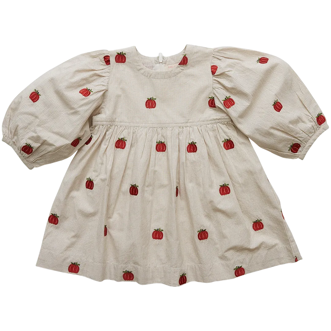 Pink Chicken Pumpkin Embroidery Girls Bea Dress
