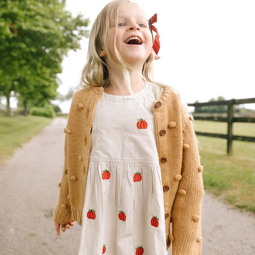 Pink Chicken Pumpkin Embroidery Girls Bea Dress