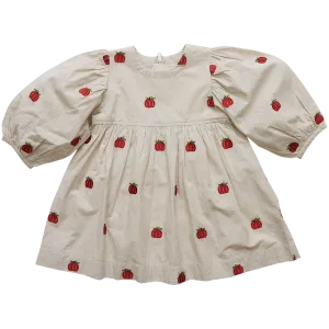 Pink Chicken Pumpkin Embroidery Girls Bea Dress