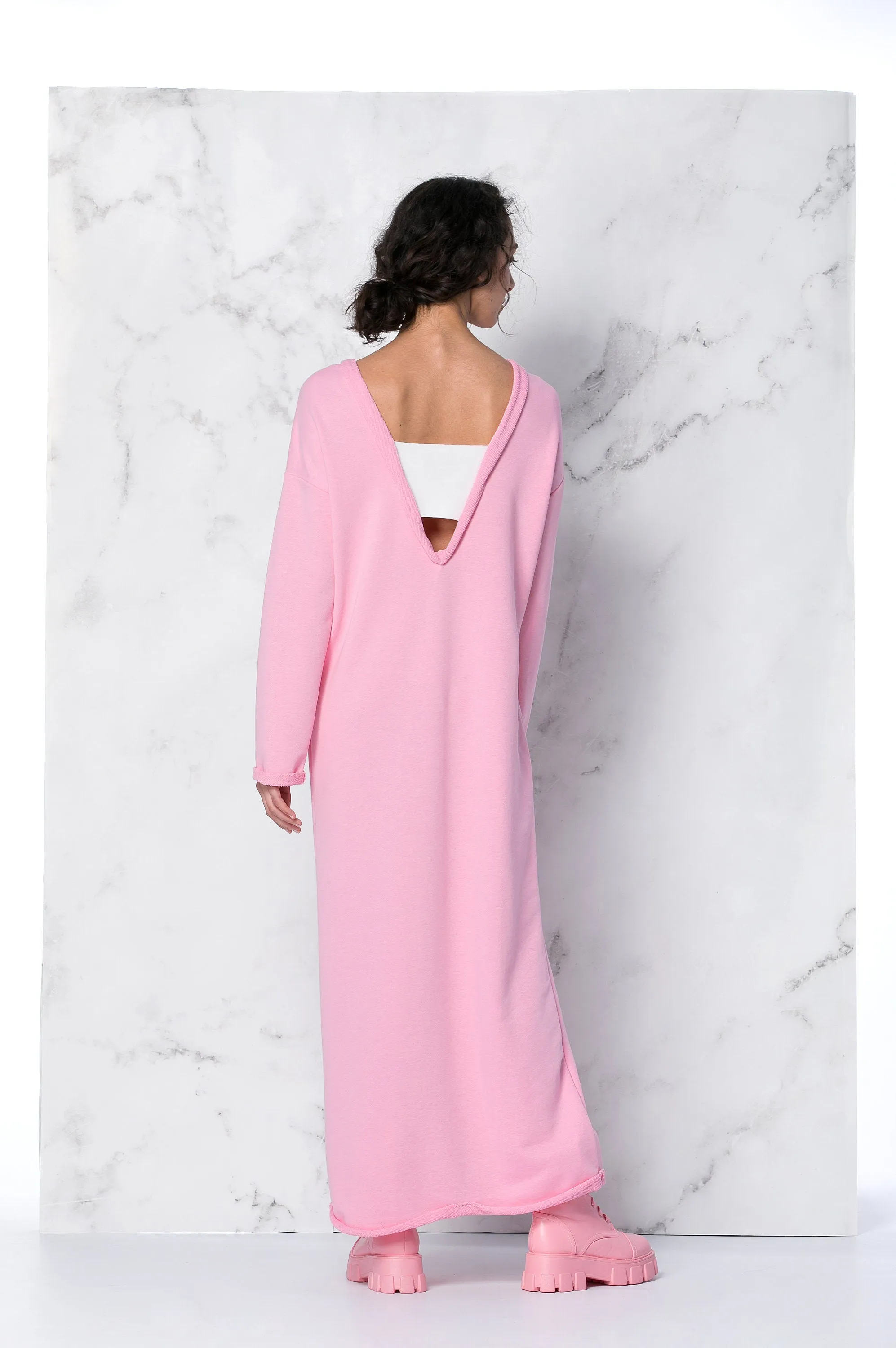 Pink Dress Women, Backless Caftan Dress, Loungewear Dress, Maxi Dress, Cut Out Dress, Avant Garde Dress, Extravagant Dress, Kaftan Dress