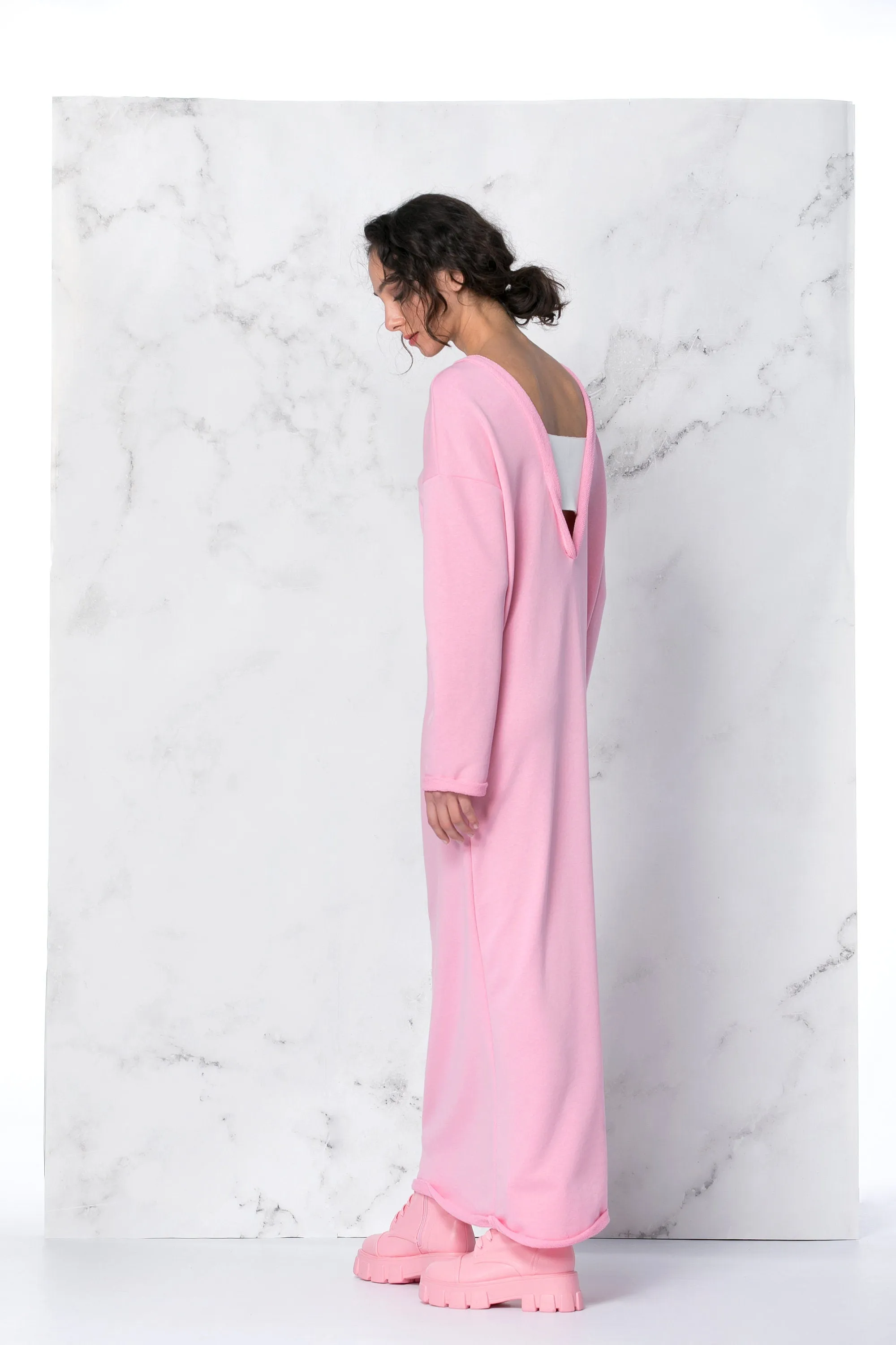 Pink Dress Women, Backless Caftan Dress, Loungewear Dress, Maxi Dress, Cut Out Dress, Avant Garde Dress, Extravagant Dress, Kaftan Dress