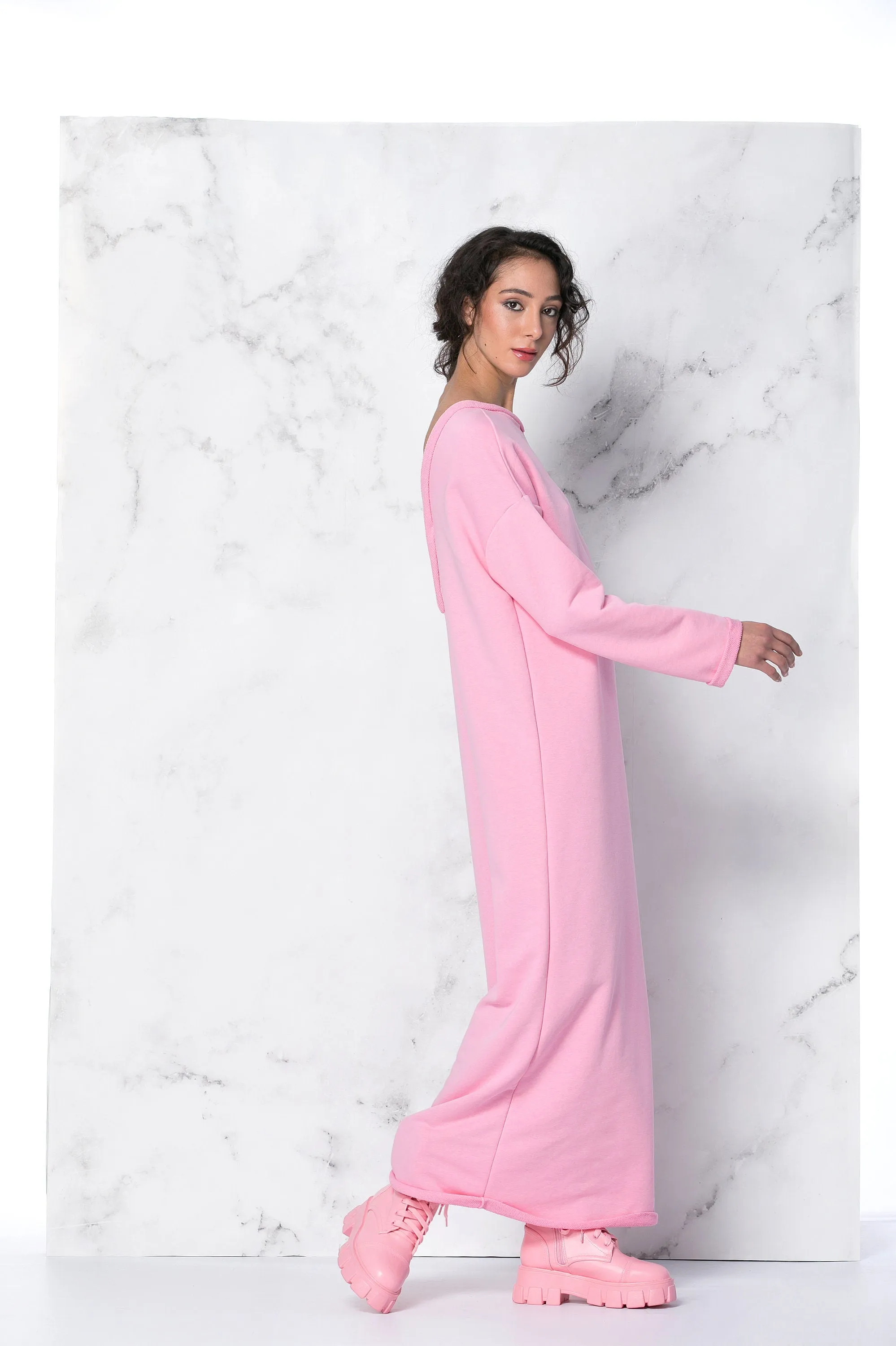 Pink Dress Women, Backless Caftan Dress, Loungewear Dress, Maxi Dress, Cut Out Dress, Avant Garde Dress, Extravagant Dress, Kaftan Dress