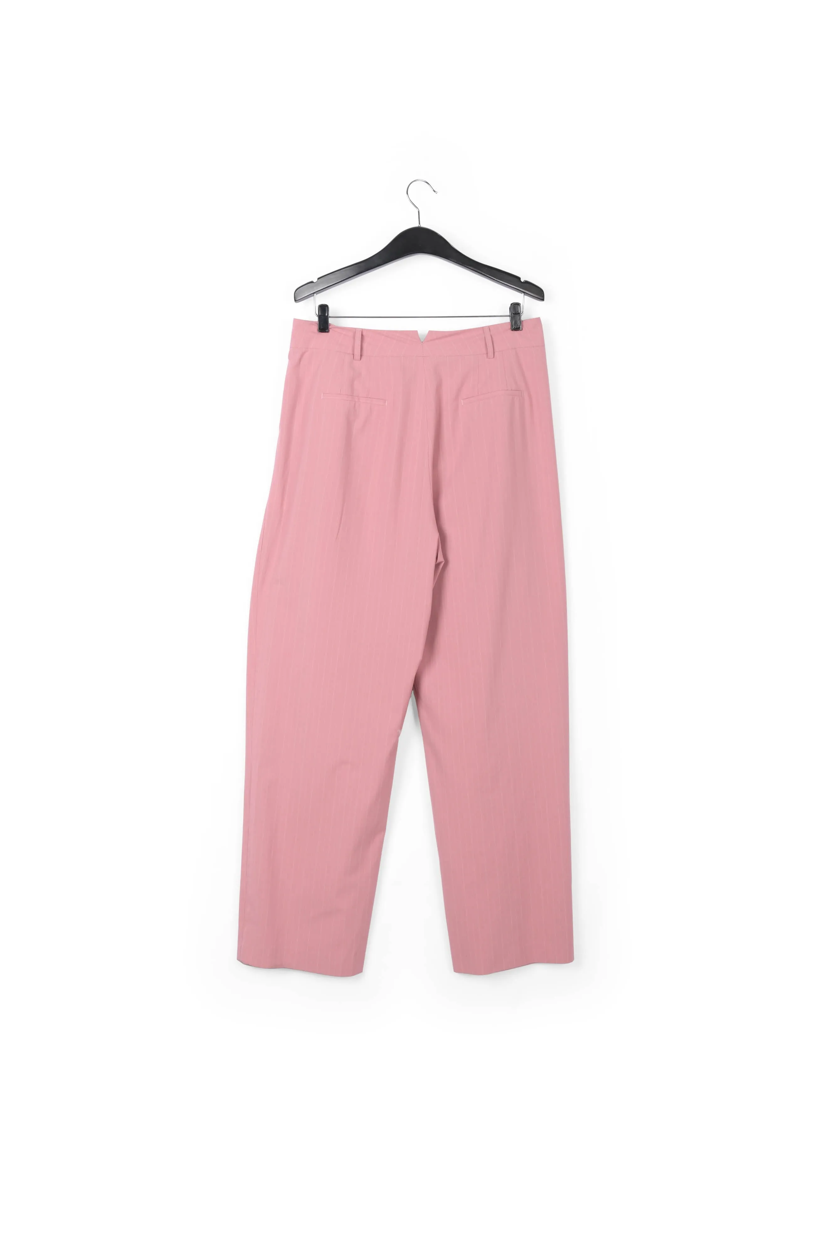 Pink pinstriped tailored pants
