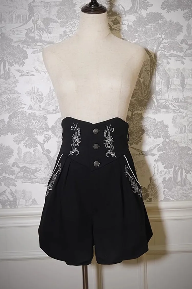 Pirate Series Navigation Treasure Hunting Guide High Waisted Embroidery Ouji Handsome Lolita Shorts 2 Colors