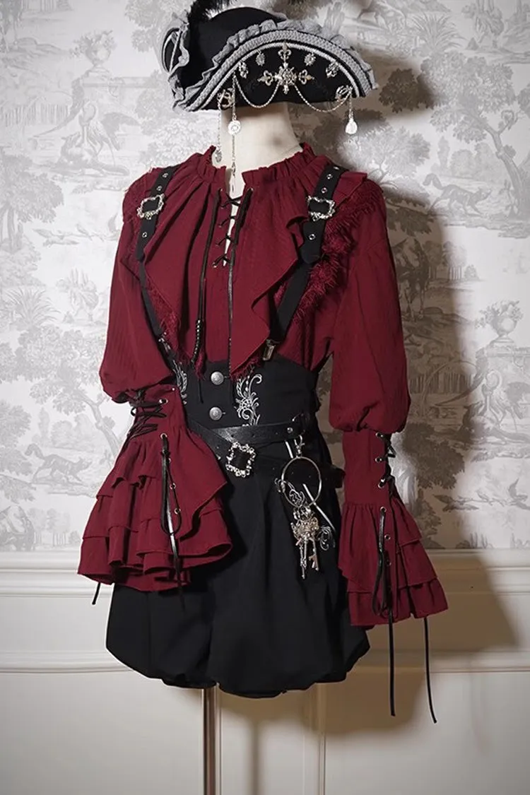 Pirate Series Navigation Treasure Hunting Guide High Waisted Embroidery Ouji Handsome Lolita Shorts 2 Colors