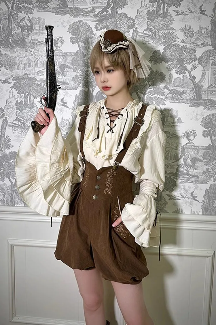 Pirate Series Navigation Treasure Hunting Guide High Waisted Embroidery Ouji Handsome Lolita Shorts 2 Colors