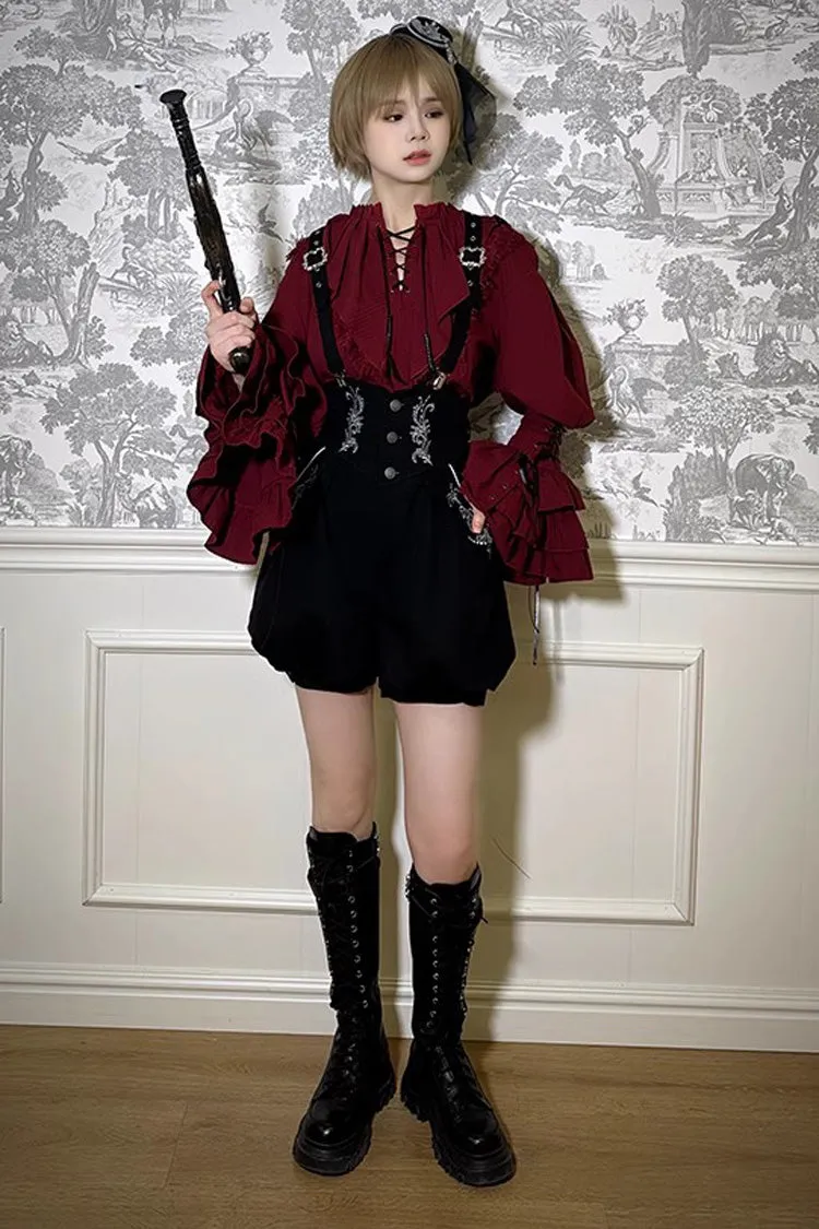 Pirate Series Navigation Treasure Hunting Guide High Waisted Embroidery Ouji Handsome Lolita Shorts 2 Colors