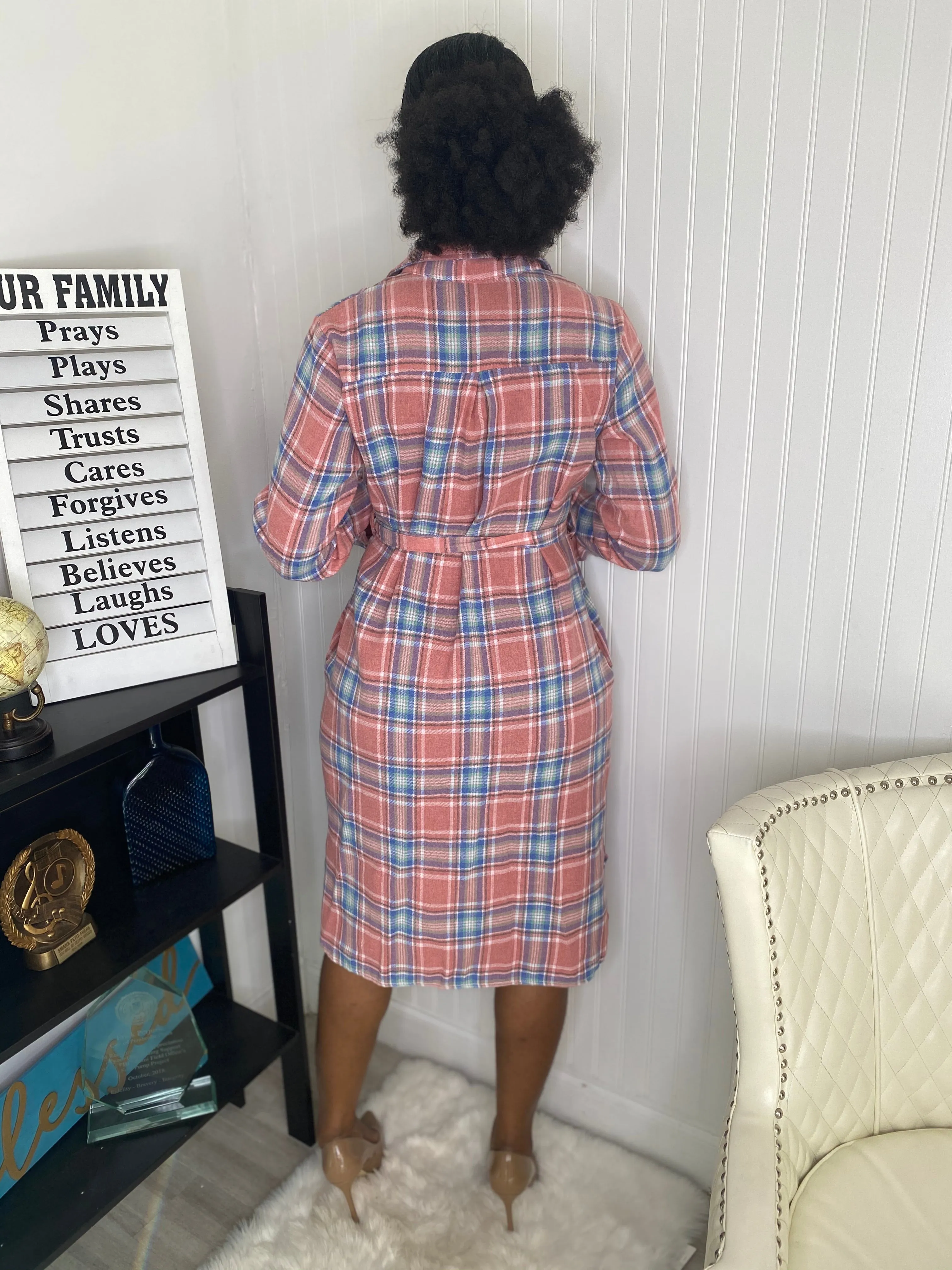 Plaid shirt dress  1