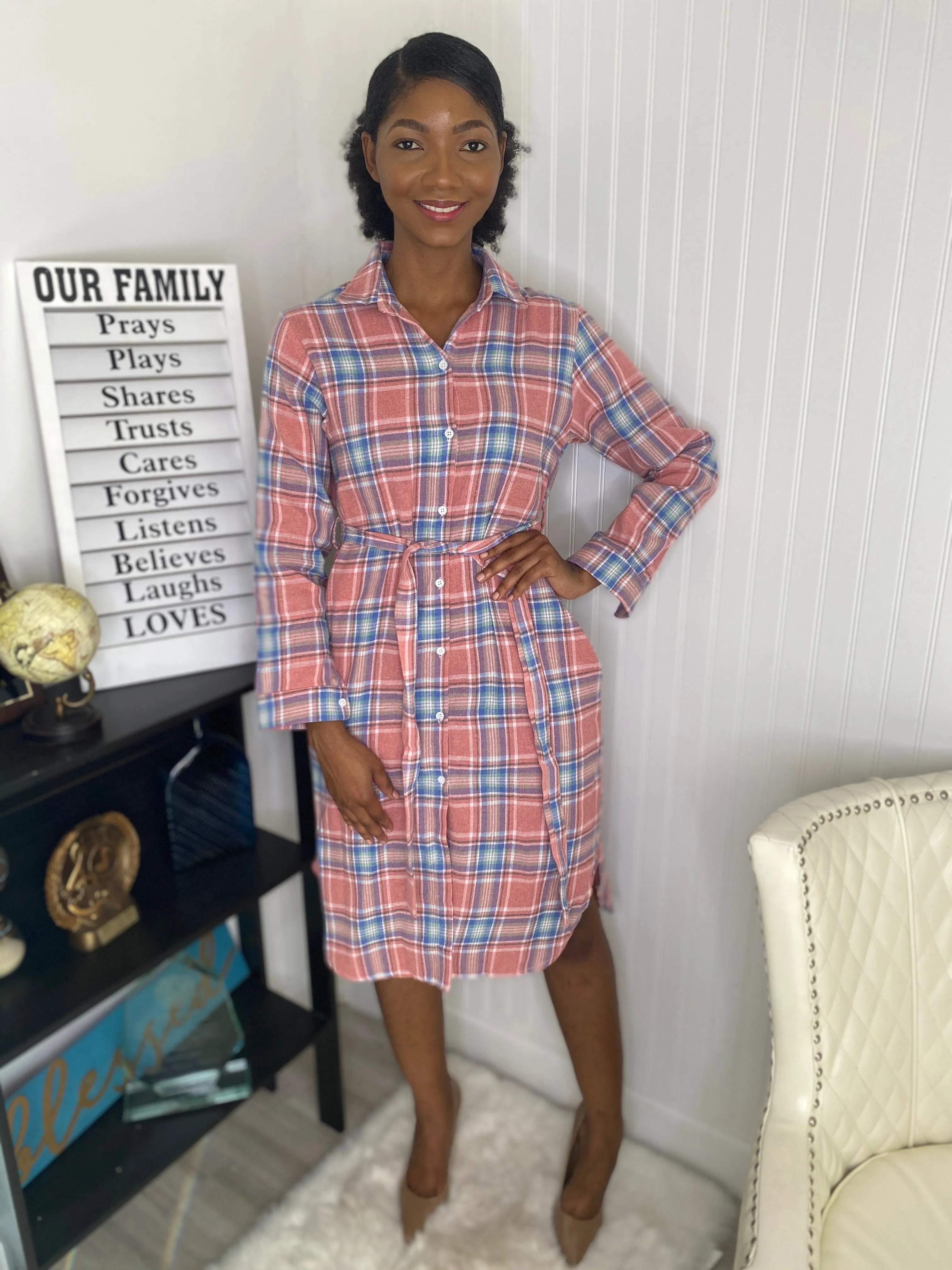 Plaid shirt dress  1