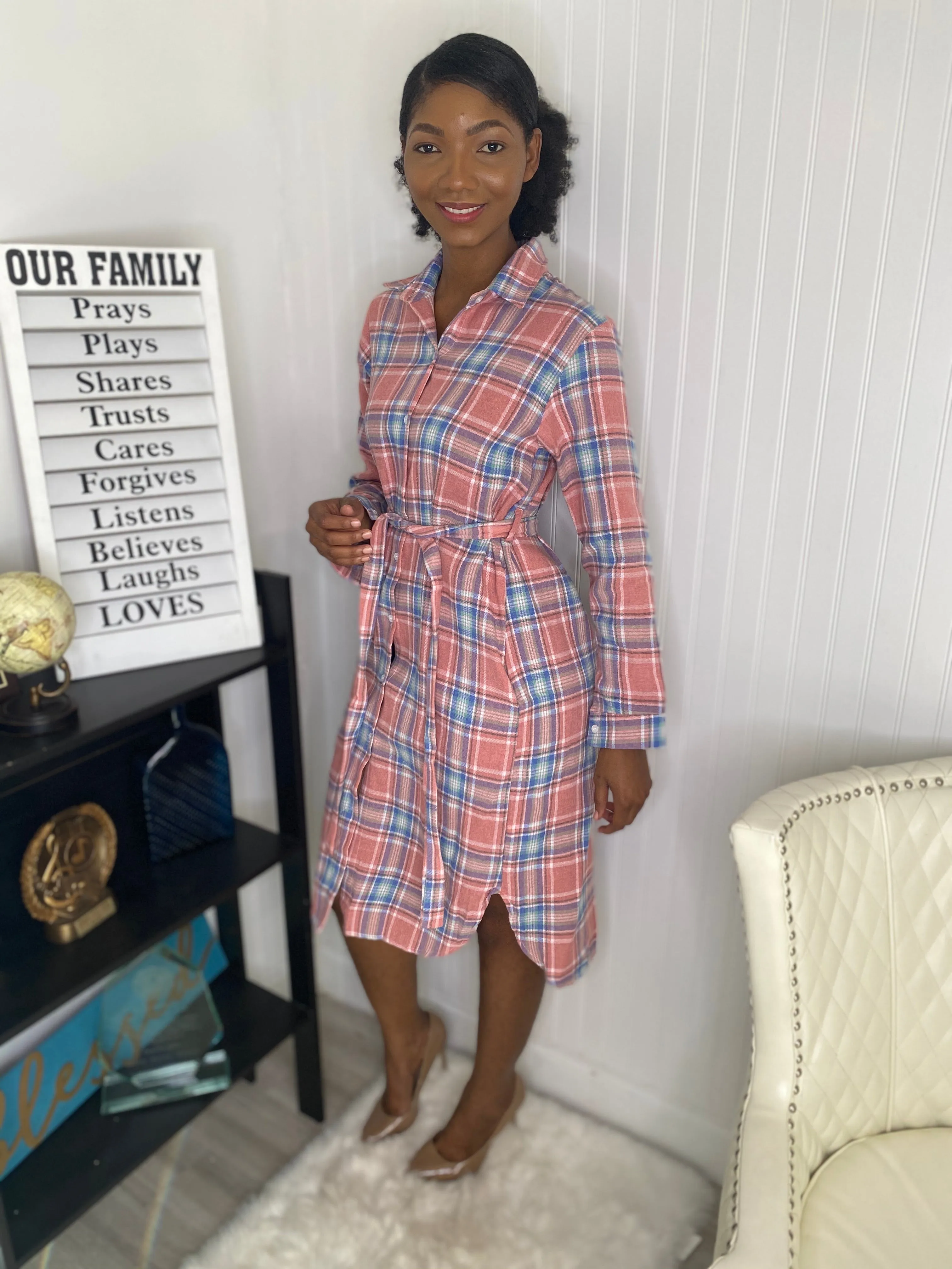 Plaid shirt dress  1
