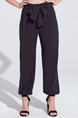 Pleat Front Self Belt 4 Pocket Jogger Style Pants
