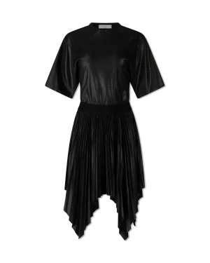 Pleated Lacquer T-Shirt Dress