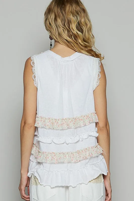 POL Ruffle Me Up Top- White