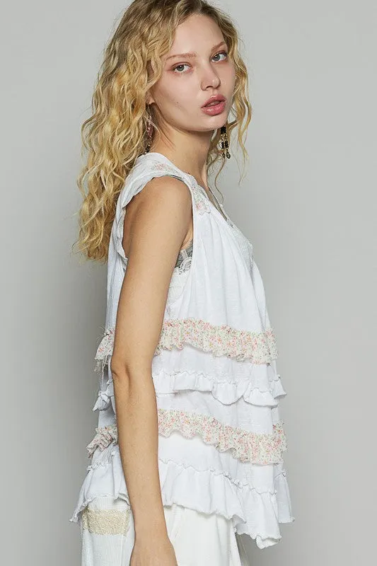POL Ruffle Me Up Top- White