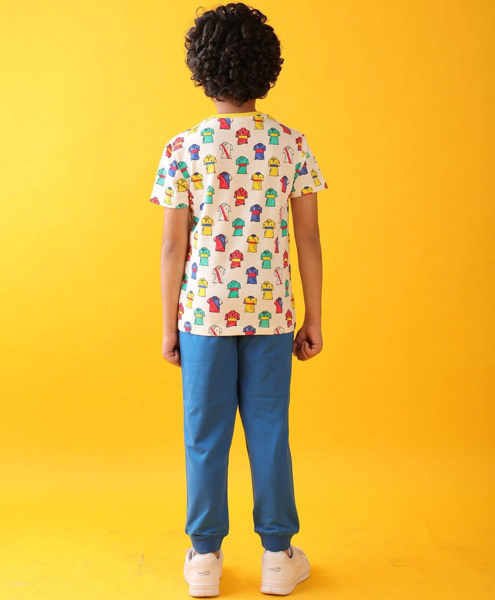 POLO PRINT ROYAL BOYS SUMMER JOGGER SET - WHITE/ROYAL