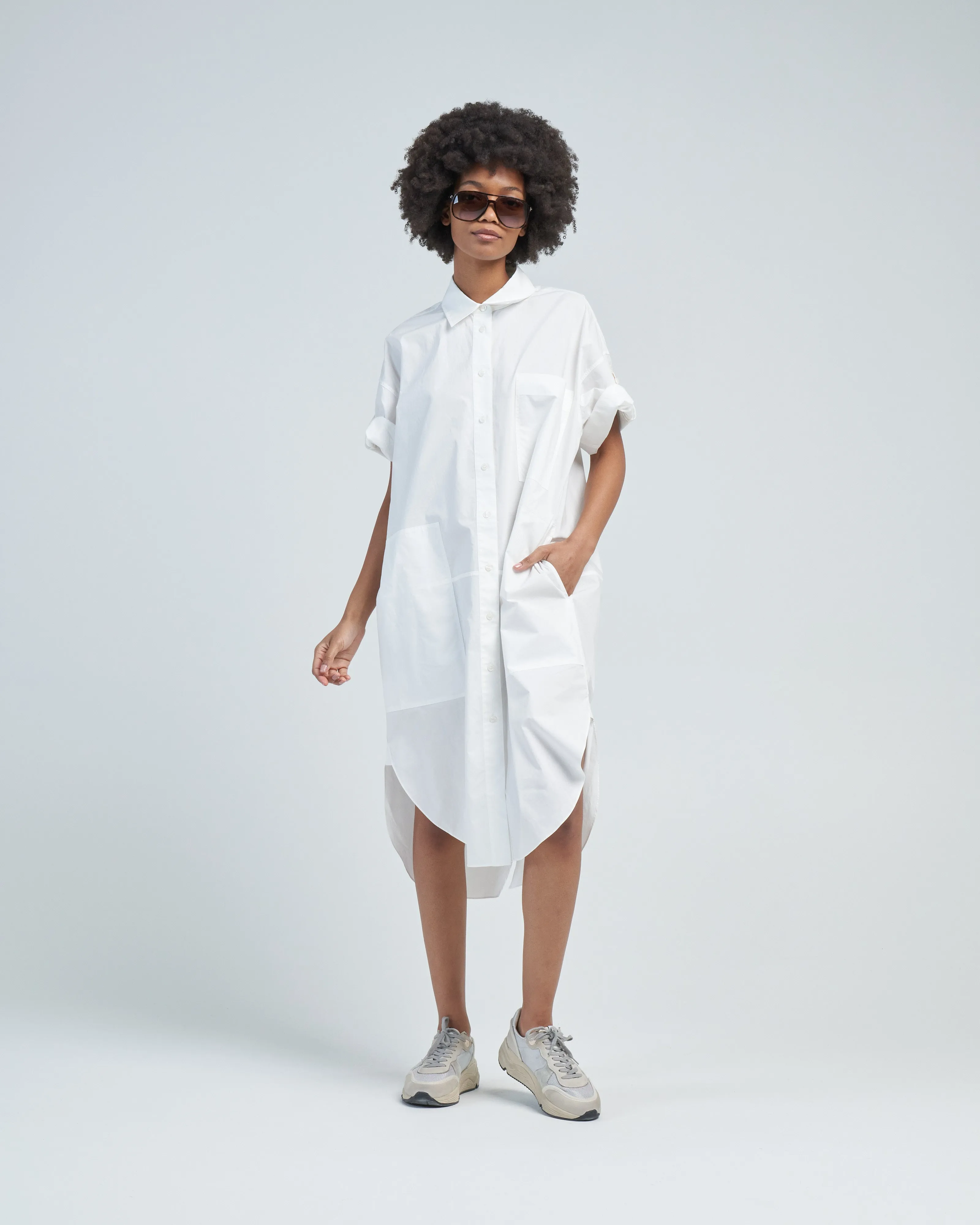 poplin short sleeve shirt dress