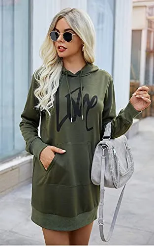 PRETTYGARDEN Women's Hooded Sweatshirt Dress