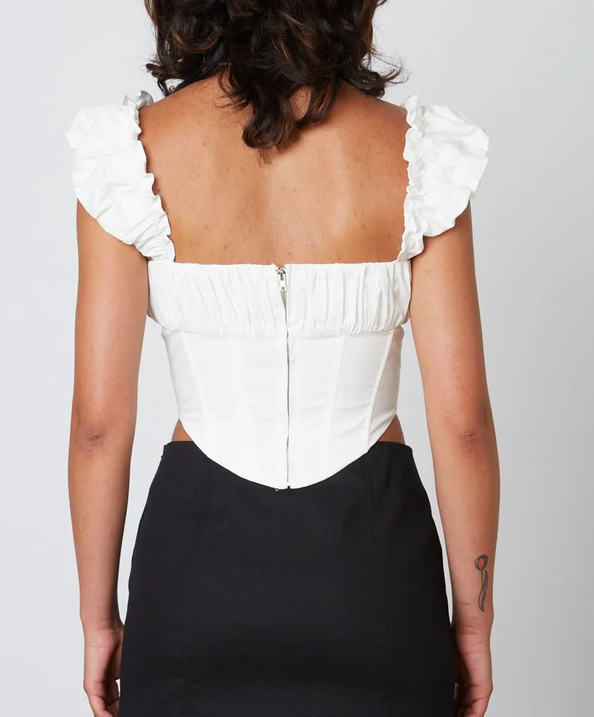 Puff Sleeve Ruched Corset Top