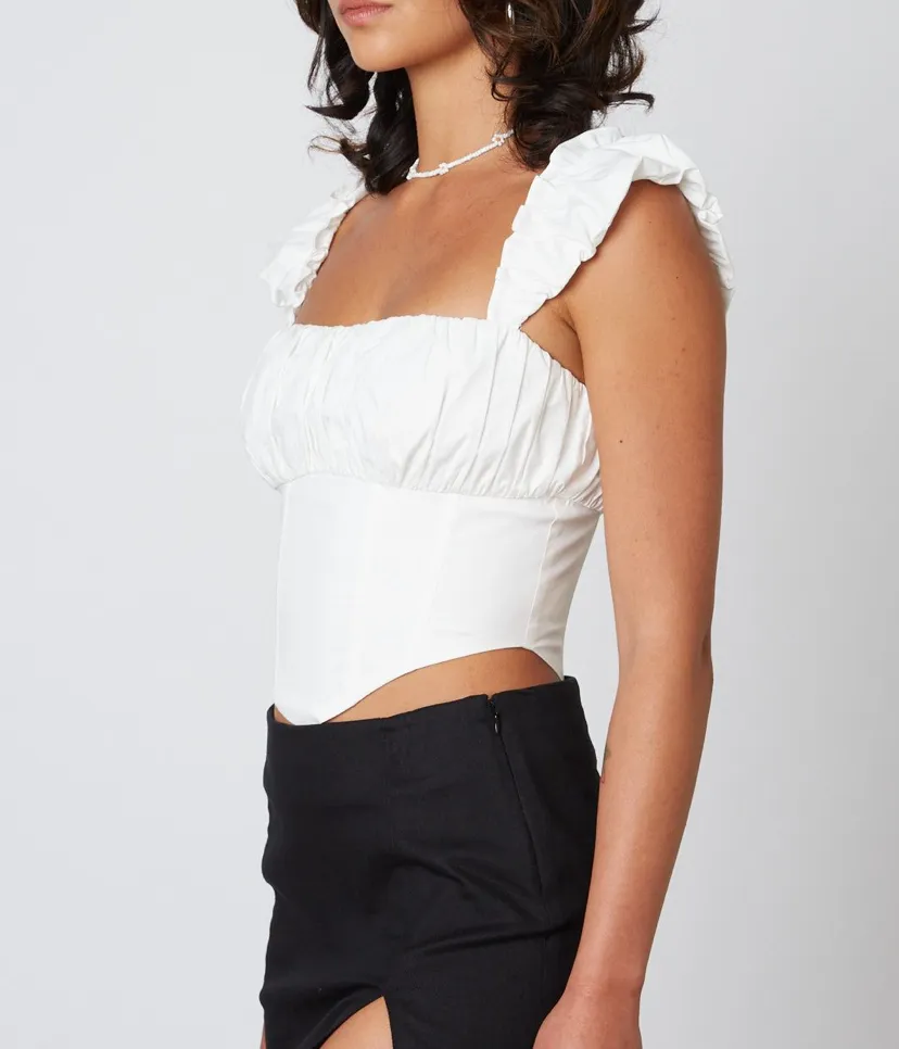 Puff Sleeve Ruched Corset Top