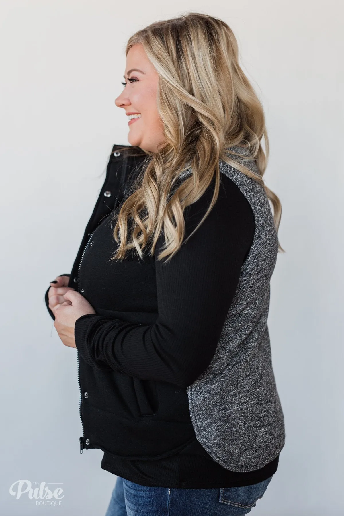 Puffer Vest- Charcoal & Black
