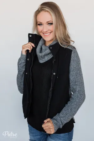Puffer Vest- Charcoal & Black