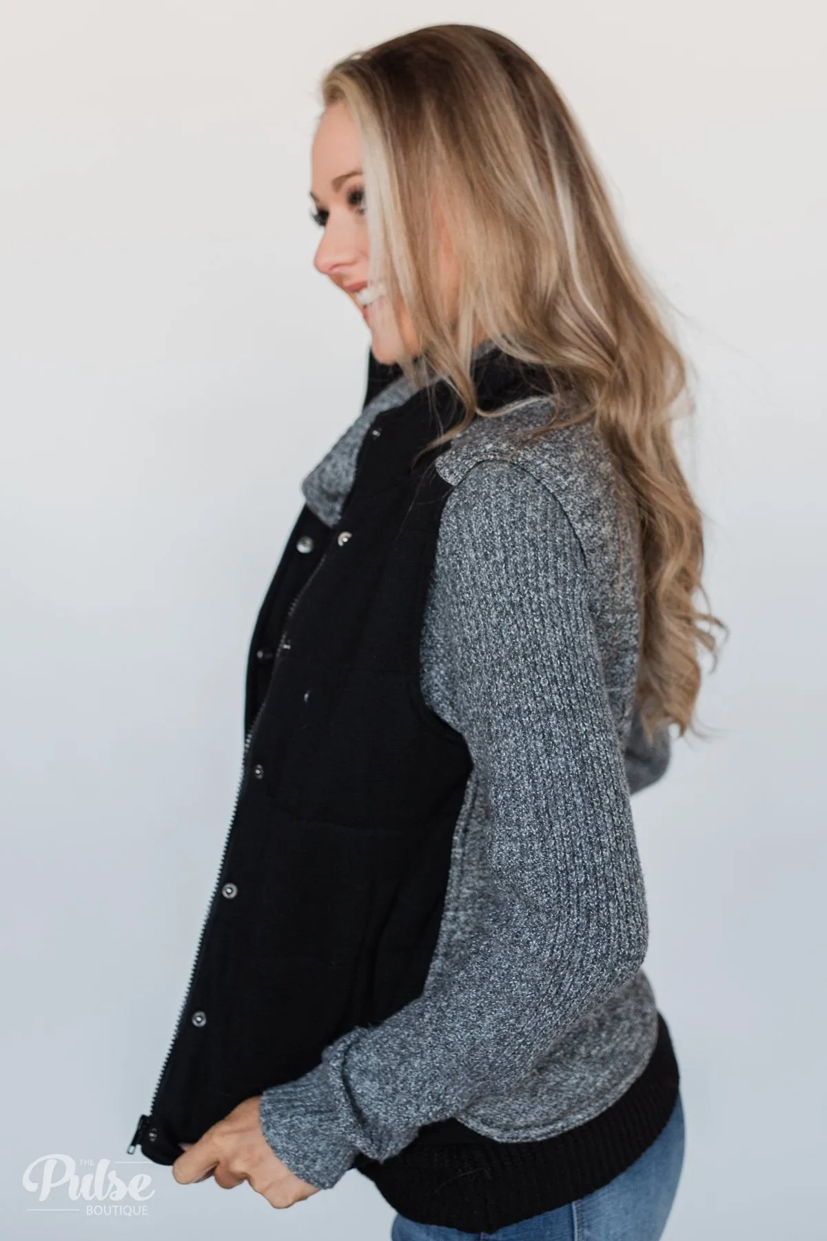 Puffer Vest- Charcoal & Black