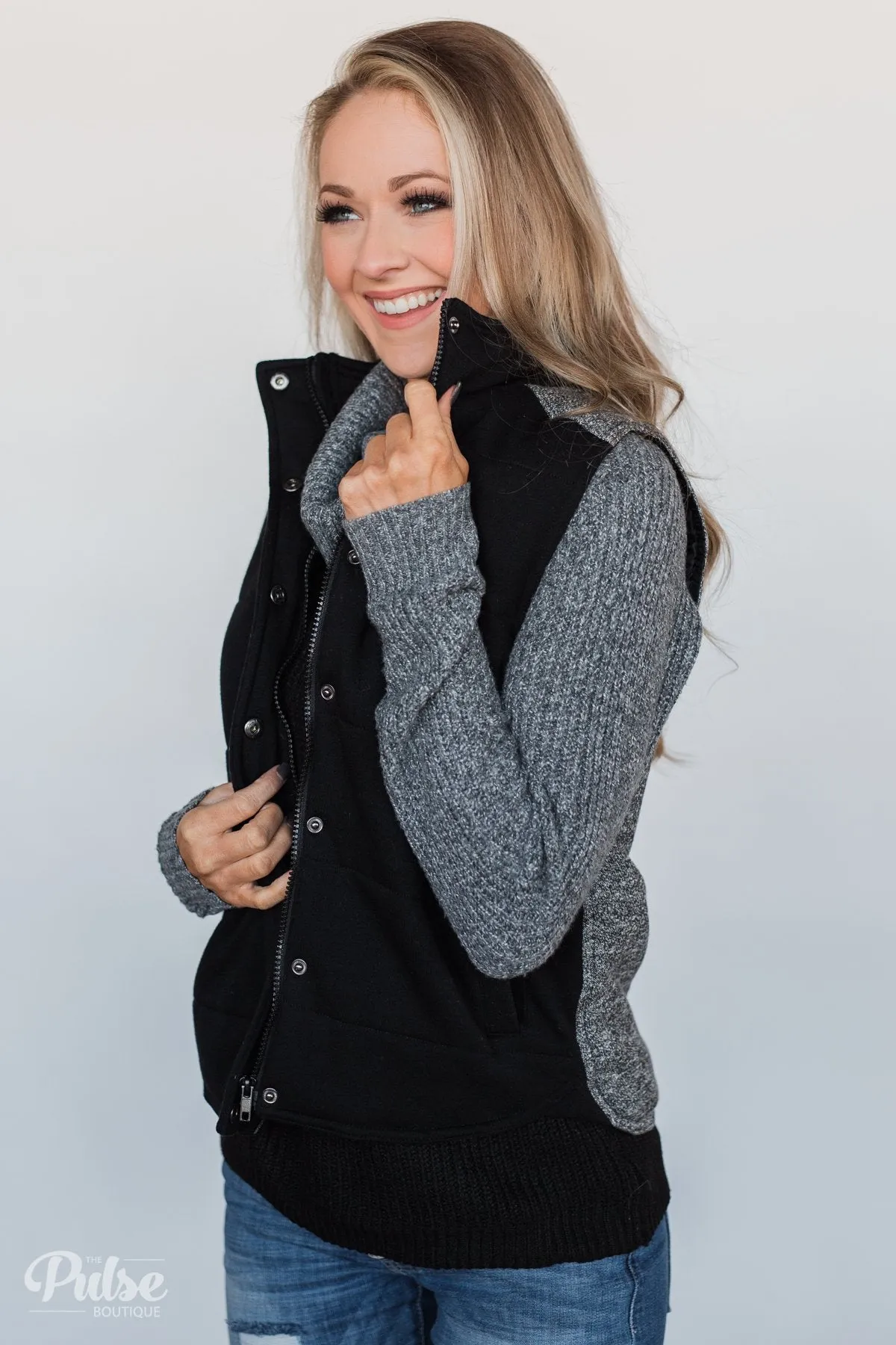 Puffer Vest- Charcoal & Black