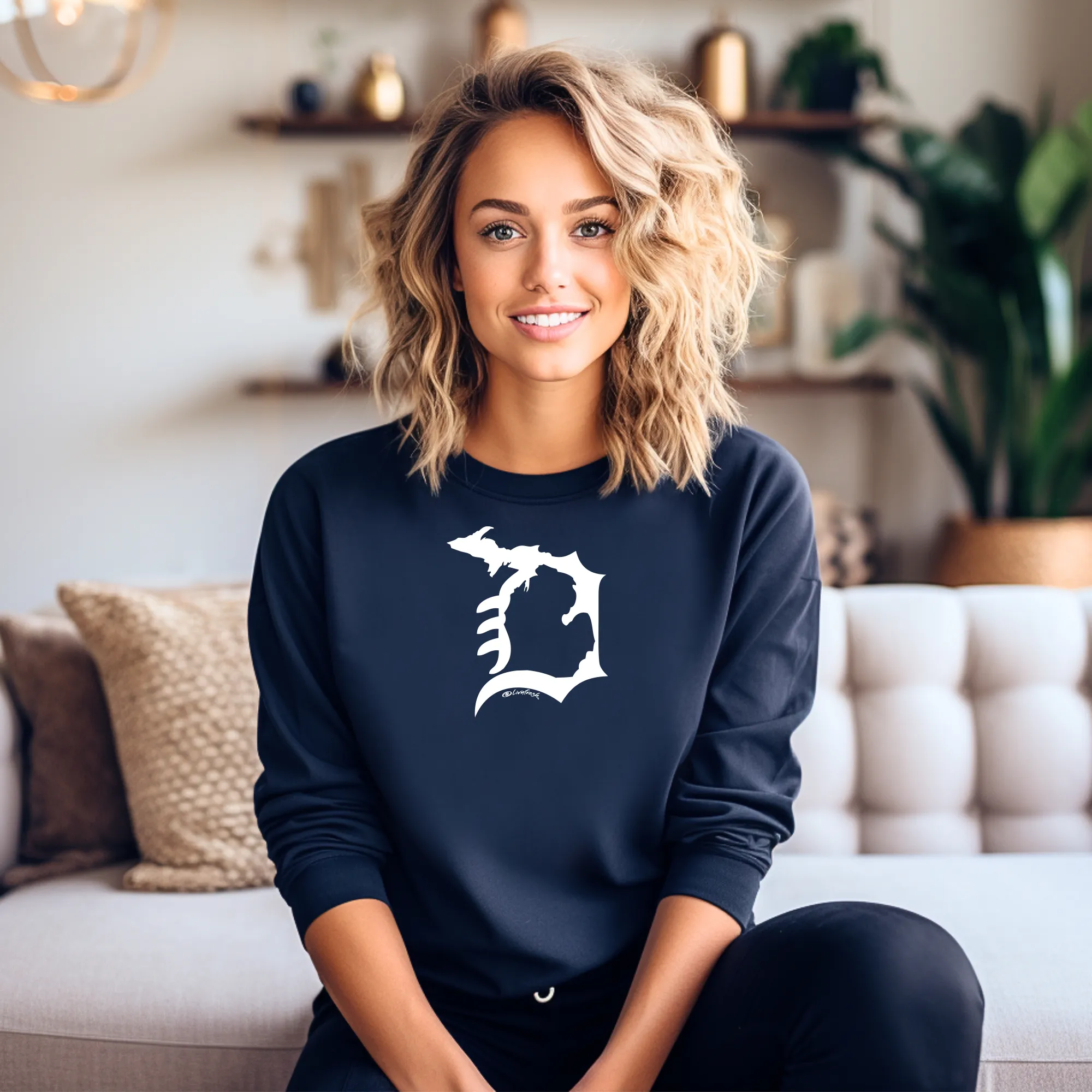 "Michigan D" Relaxed Fit Long Sleeve Unisex T-Shirt