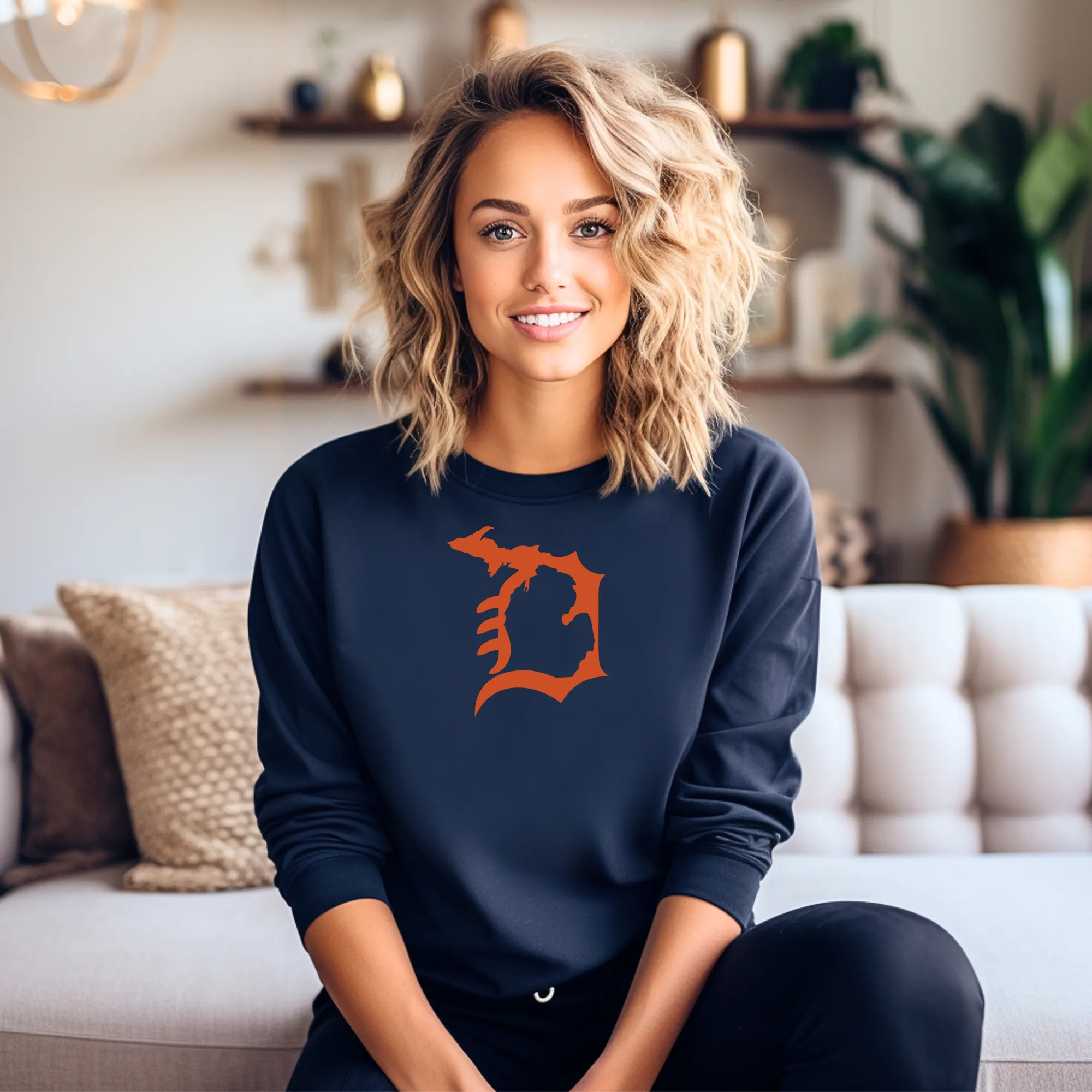 "Michigan D" Relaxed Fit Long Sleeve Unisex T-Shirt