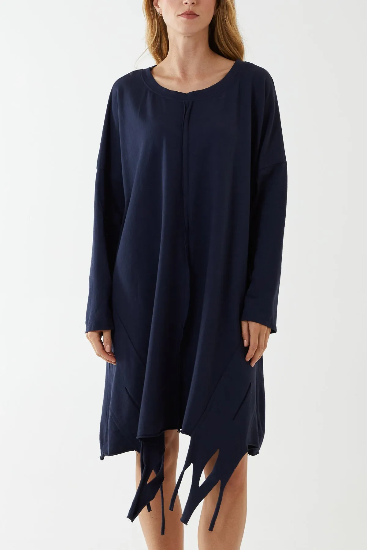 Raw Edge Sweatshirt Dress
