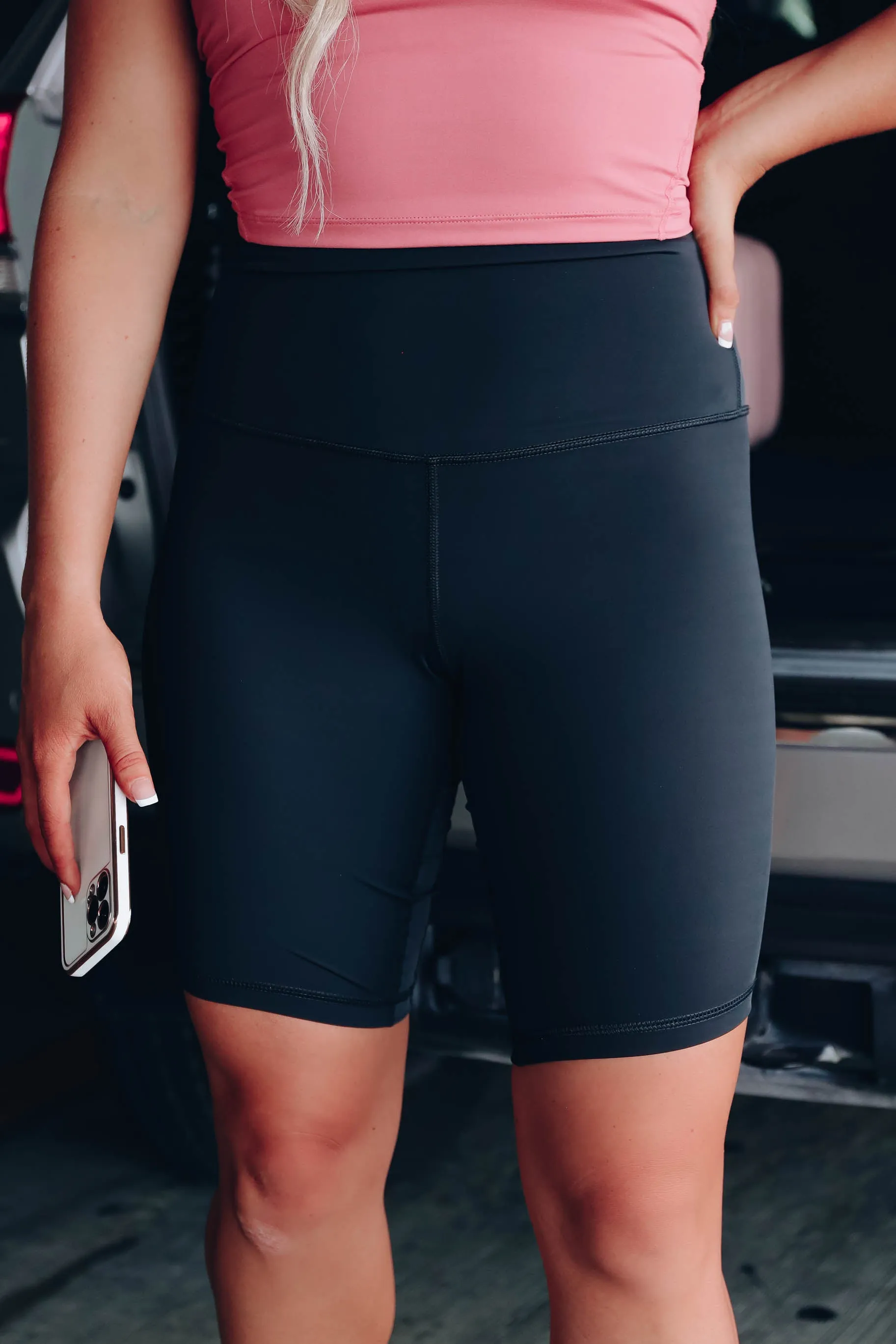 Rest Day High-Waisted Biker Shorts - Black
