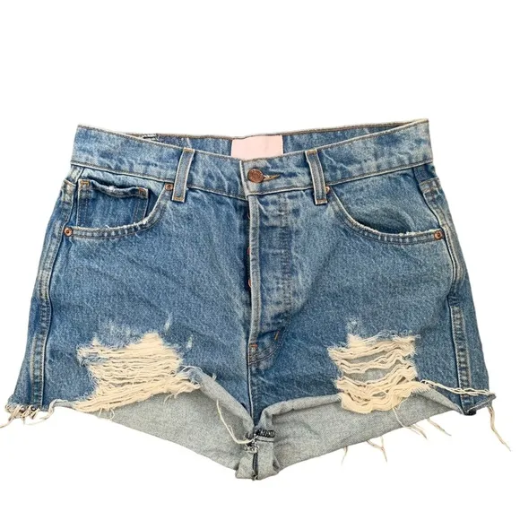 REVICE High-waisted  Raw Hem Denim Shorts Size 29