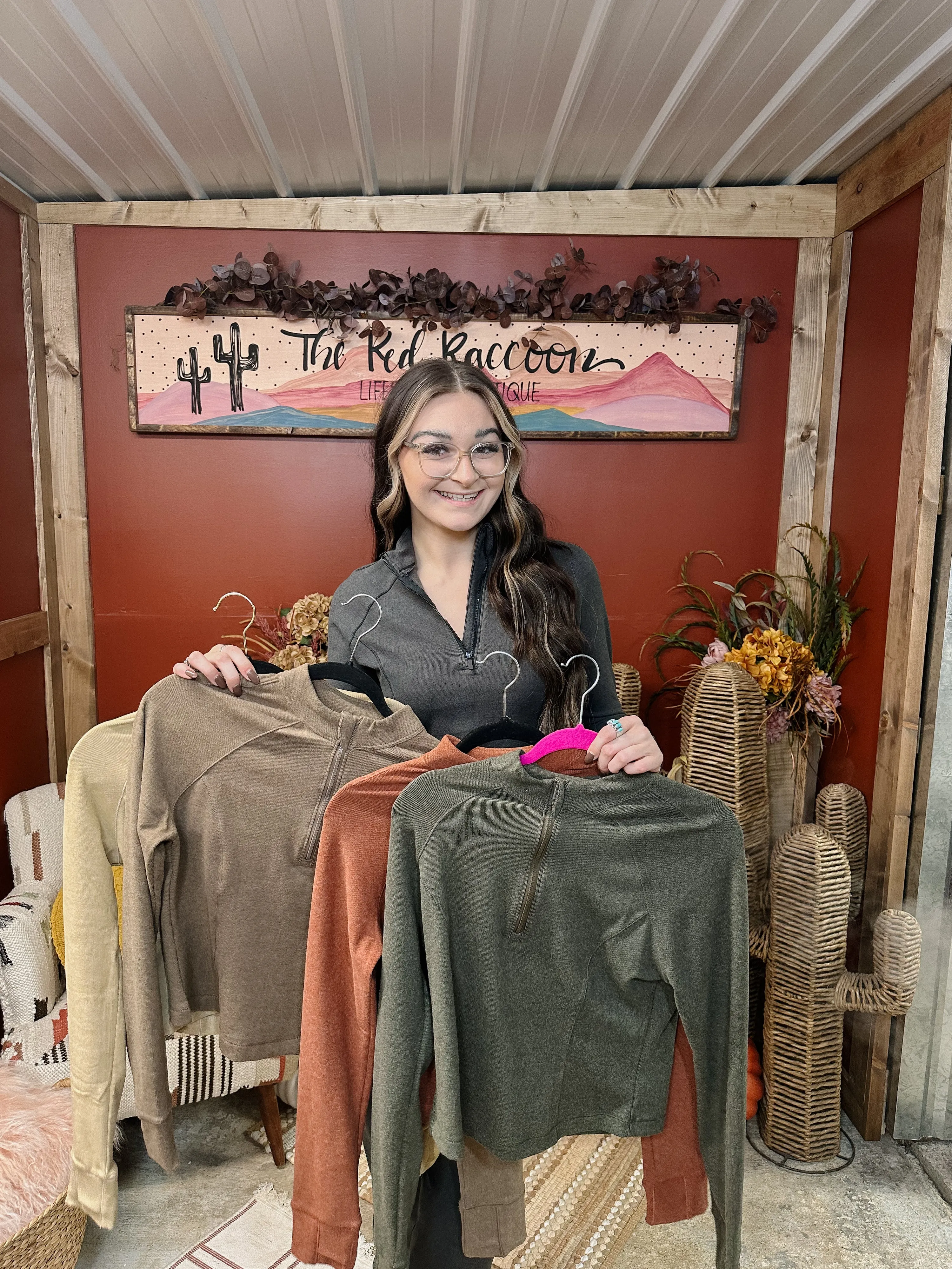 Rib Brush Mock Neckline L/S 1/4 Zip