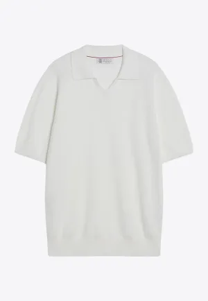 Rib Knit Short-Sleeved Polo T-shirt