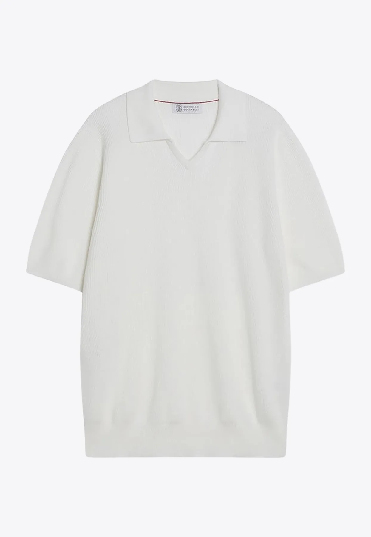 Rib Knit Short-Sleeved Polo T-shirt