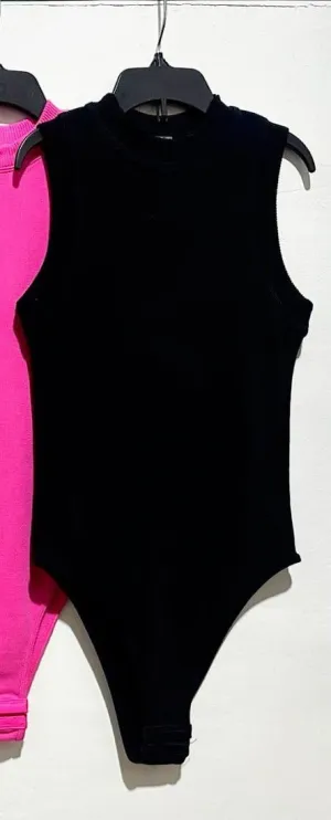 Ribbed Black Bodysuit