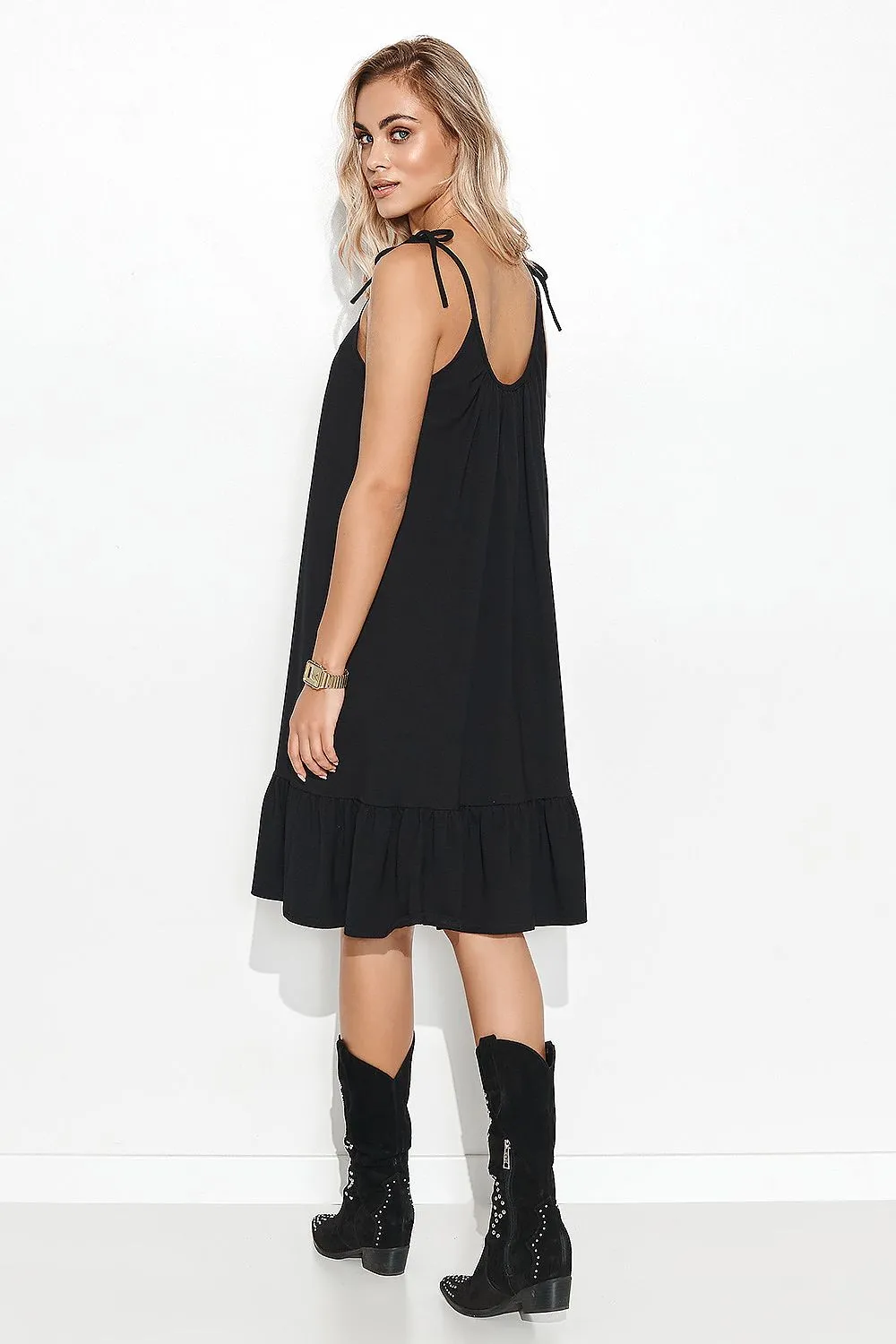 Romantic Tie-Strap Frill Dress