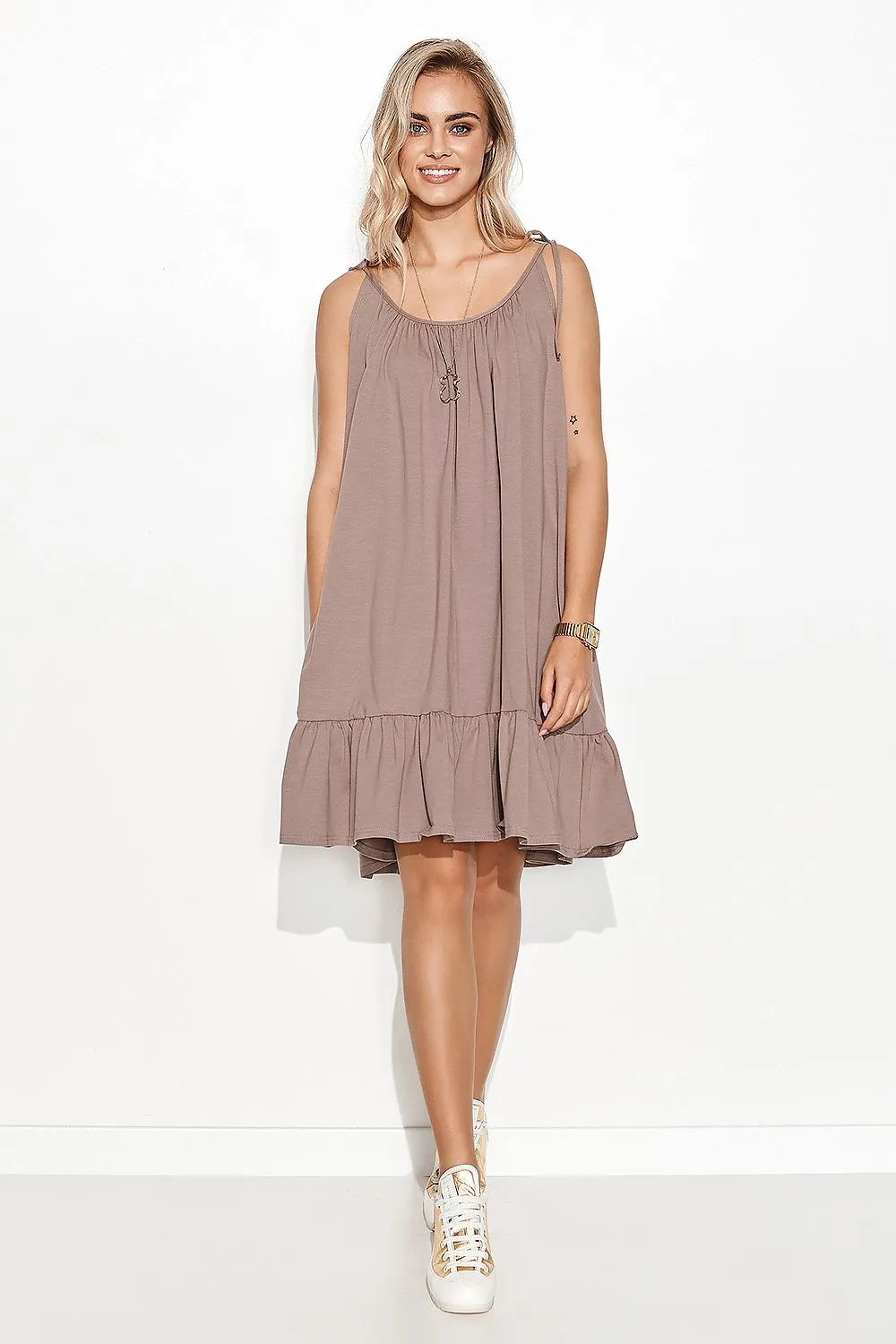 Romantic Tie-Strap Frill Dress