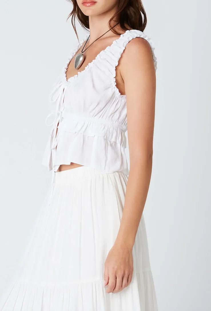 Ruffle Front Tie Top