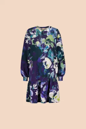 Ruffle Sweatshirt Dress, Blue Anemone