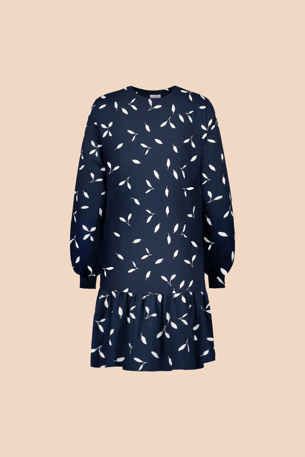 Ruffle Sweatshirt Dress, Indigo Wind