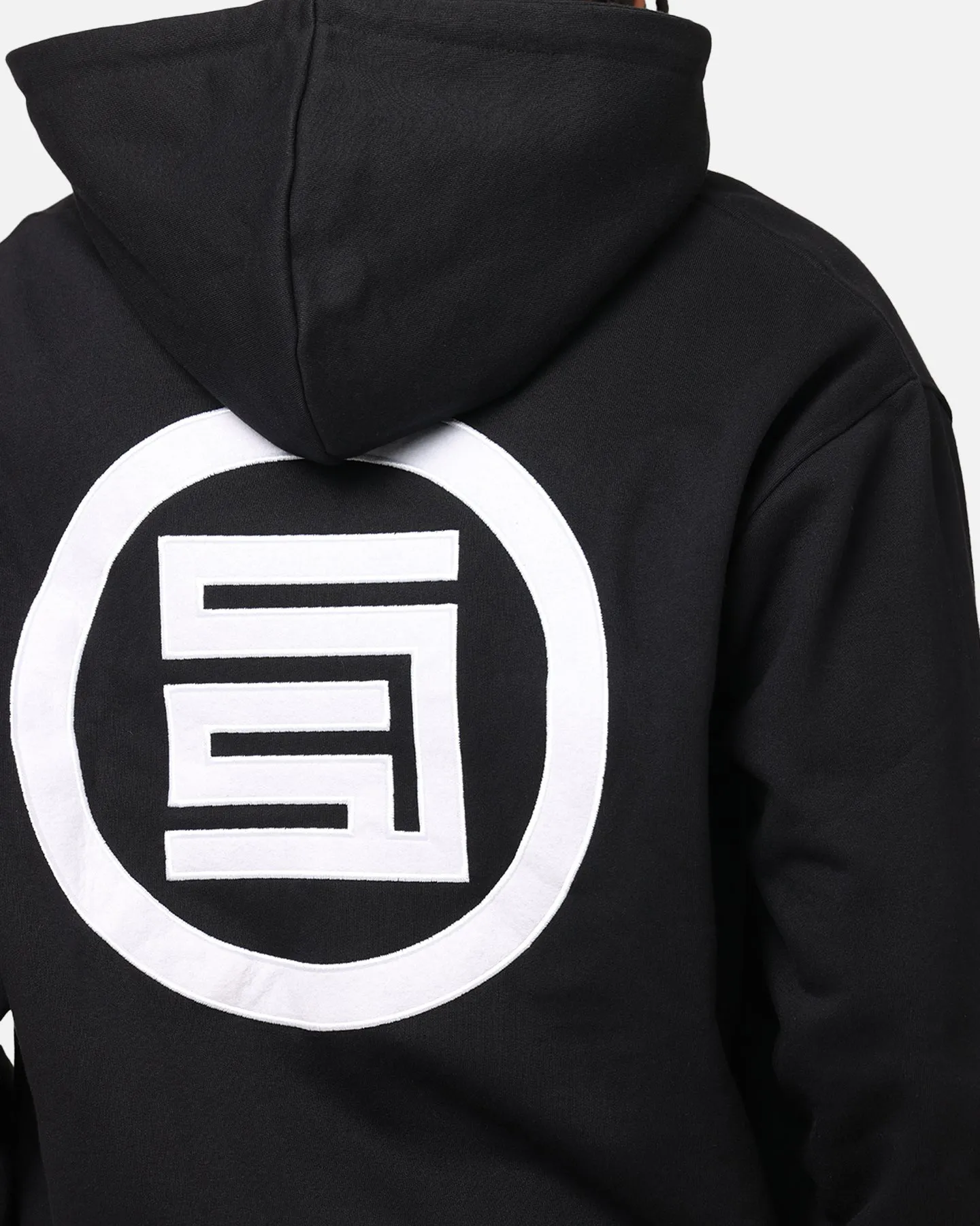 S Double Applique Zip-Up Hoodie Black